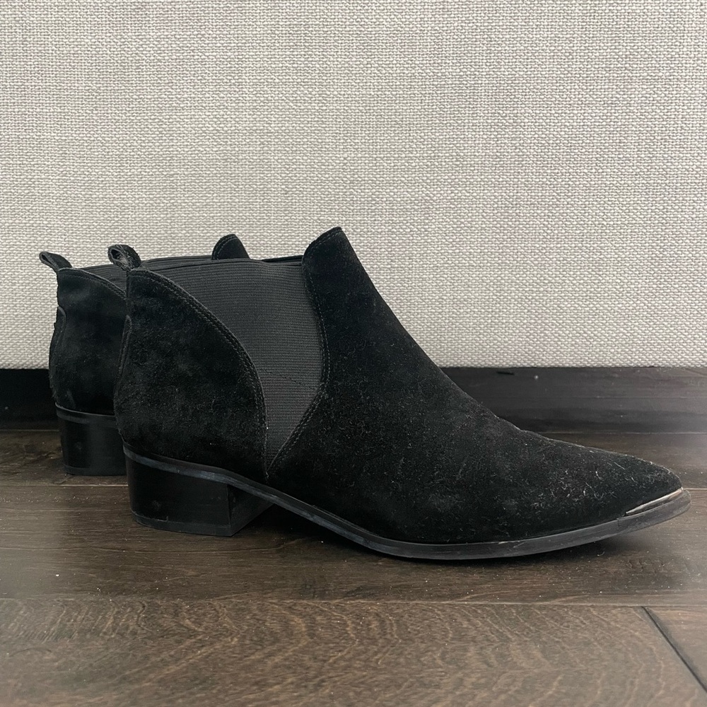 Marc Fisher Suede Black Pointed Toe Ankle Boots